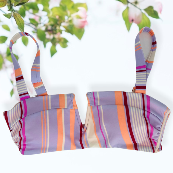 Hula Honey Vertical Stripe Bikini Bra Top Medium - Picture 5 of 8